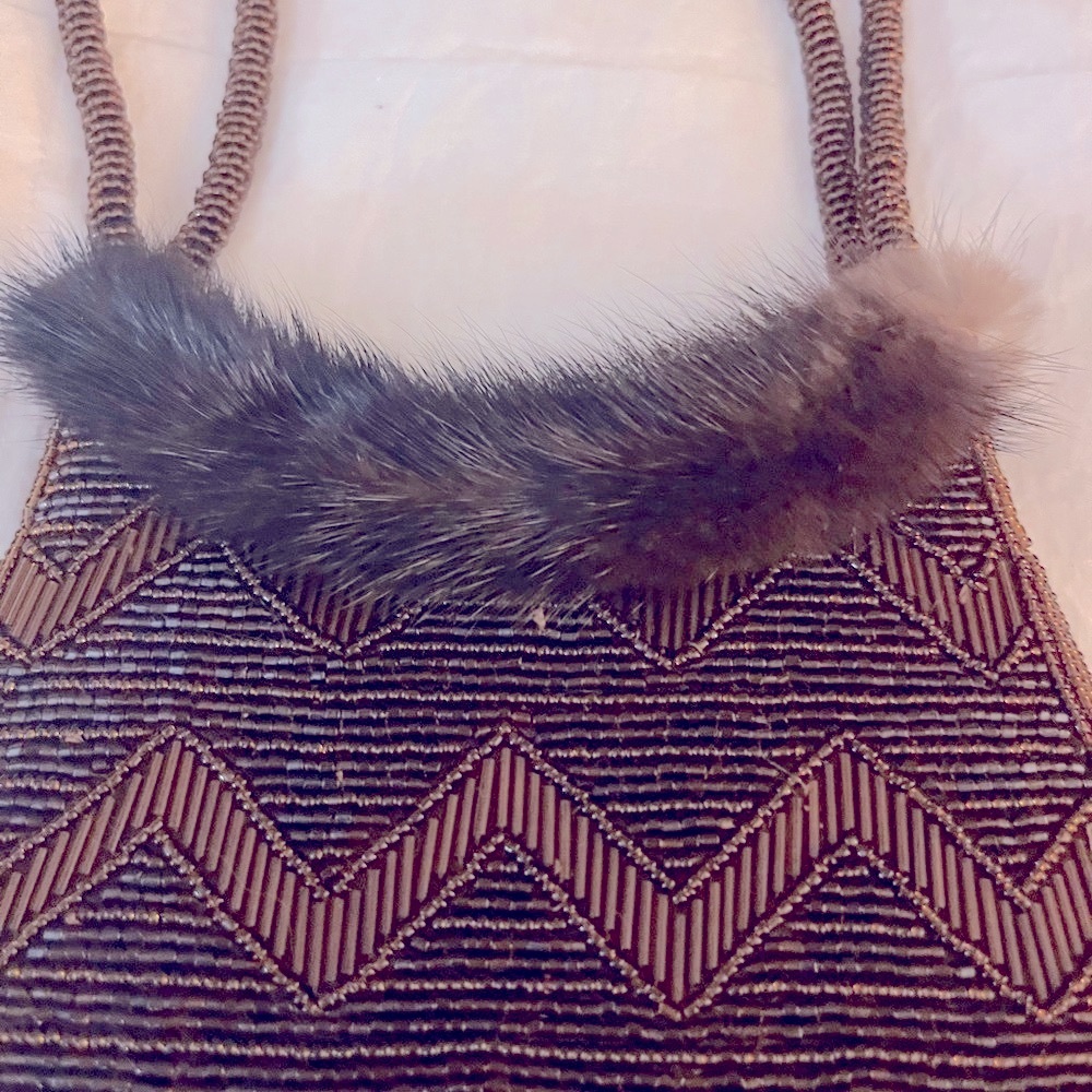 Paris beaded/ genuine fur trim bag - Picture 5 of 9